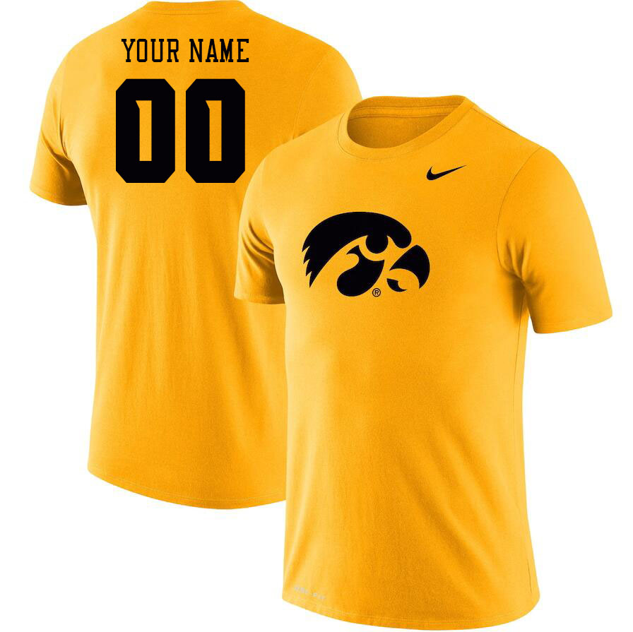 Custom Iowa Hawkeyes Name And Number College Tshirt-Gold